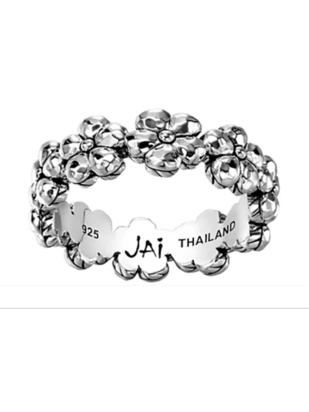 New JAI Sterling Silver Symbols of Love Flower Ring, Size 9, Sterling Silver